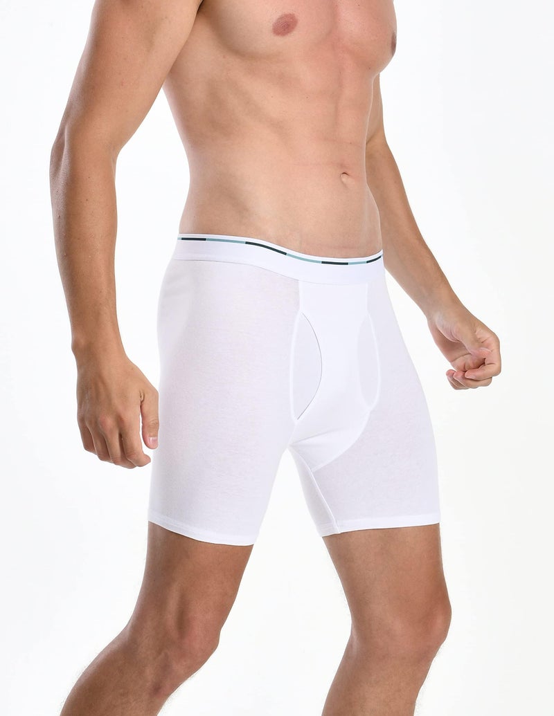 Comfneat Men's 6-Pack Boxer Briefs Soft Breatheable Underwear S-XXL Open Fly (All-White Pack-6, M) - Image 3
